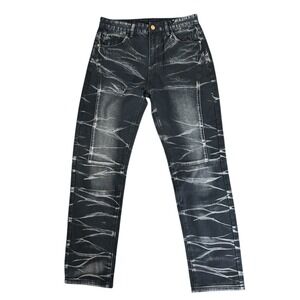 Parva Milano Denim Jeans Style 520 Mens Sz 30 Black Marble Wash Streetwear, Y2K